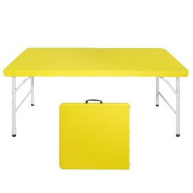 4ft Yellow Portable Folding Table Indoor & Outdoor Maximum Weight 135KG Foldable Table For Camping