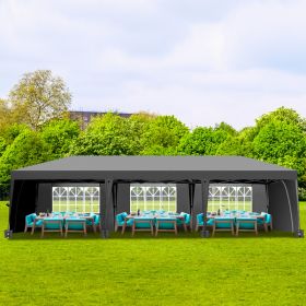3X9m Deep Gray Folding Shed Oxford Cloth White Spray Painted Frame With 8 Sandbags And Tugboat Bag
