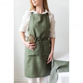 Linen Apron Adjustable Bib Apron With Pockets Linen Half Apron