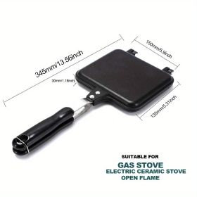 1 pc Sandwich Maker Non-stick Grilled Sandwich Double Sided Frying Pan; Bread Toast Breakfast Pan Omelette Pan Outdoor Camping Baking Pan Kitchen