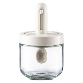 1 pc Seasoning Jar With Retractable Spoon; Glass Spice Jar Seasoning Box; Seasoning Container With Lid And Spoon For Salt; Sugar And Spices; Kitch