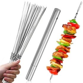 20 pcs Grilling Flat Metal BBQ Skewers Stainless Steel Kabob BBQ Skewer 35CM/13.77inch