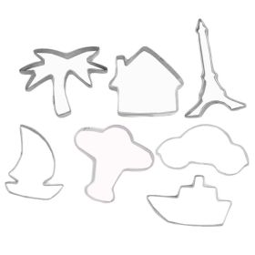 7 pcs Vehicle Cookie Cutters Airplane DIY Biscuit Mold Stainless Steel Sugar craft Pastry Decoration for Kids Party