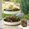 Better Homes & Gardens 2-Tone 2-Tier Serving Tray Stand – Green And Natural Wood Finish For Entertaining And Display