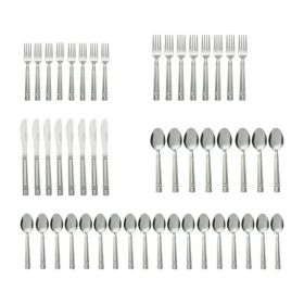 49-Piece Stainless Steel Flatware Set with Organizer Tray – Service for 8, Silver Finish, Dishwasher Safe