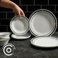 Corelle Brasserie 12-Piece Dinnerware Set – Classic White With Black Rim, Chip-Resistant Plates And Bowls, Service For 4