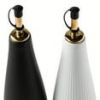 Thyme & Table Ceramic Oil and Vinegar Cruet Set with Bamboo Base, Black