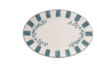 Better Homes & Gardens 18-inch Oval Bamboo Melamine Serving Tray, Blue