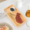 10 Inch Bamboo Serving Trays- Natural Rectangular Storage Tray with Non-Slip Mat for Kitchen, Bathroom, Bedroom