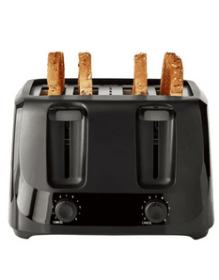 Mainstays 4-Slice Toaster Black with 6 Shade Settings and Removable Crumb Tray