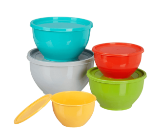 Mainstays 10 Pc Plastic Mixing Bowl Set with Lids (Assorted)