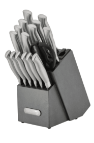 Farberware EdgeKeeper Professional 17-Piece Stainless Steel Knife Set Block Built-in Knife Sharpener