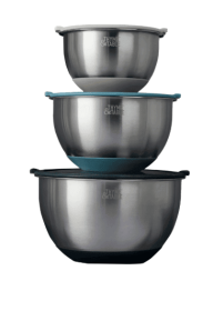 Thyme & Table 6-Piece Nesting Mixing Bowl Set with Easy Grip Transparent Lids - Blue