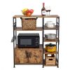 Multiuse 5-Tier Metal Kitchen Bakers Rack, Microwave Storage Rack Oven Stand with Wine Storage Organizer Workstation