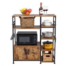 Multiuse 5-Tier Metal Kitchen Bakers Rack, Microwave Storage Rack Oven Stand with Wine Storage Organizer Workstation