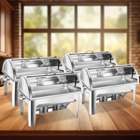 SOGA 4X 9L Stainless Steel Full Size Roll Top Chafing Dish