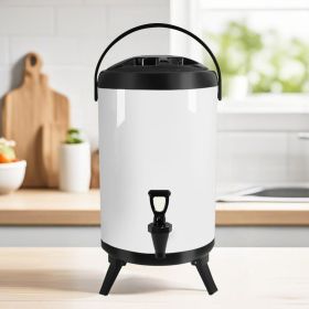 SOGA 8X 8L Stainless Steel Insulated Milk Tea Barrel Hot and Cold Beverage Dispenser Container with Faucet White