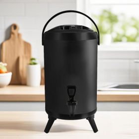 SOGA 8X 10L Stainless Steel Insulated Milk Tea Barrel Hot and Cold Beverage Dispenser Container with Faucet Black