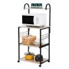 FCH Upgrade Multiuse 4-Tier Metal Kitchen Bakers Rack, Artisasset Microwave Storage Rack Oven Stand with Wine Storage Organizer Workstation RT