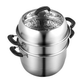 VEVOR Steamer Pot 11 in / 28 cm, 3 Tier Steamer Pot for Cooking with 8.5 QT Stock Pot, Vegetable Steamer & 2 Steaming Tray