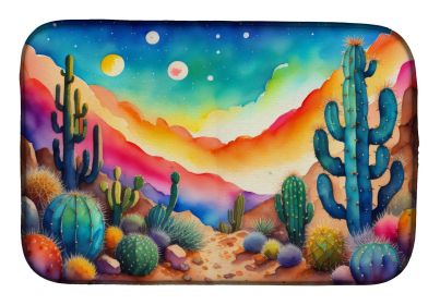 Cactus in Color Dish Drying Mat Absorbent Dish Drying Mat Pad for Kitchen Counter Dish Drainer Mat for Countertop, 14 x 21", Multicolor