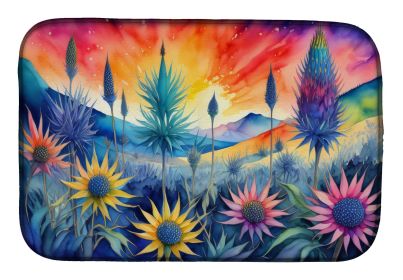 Eryngium in Color Dish Drying Mat Absorbent Dish Drying Mat Pad for Kitchen Counter Dish Drainer Mat for Countertop, 14 x 21", Multicolor