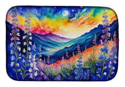 Delphinium in Color Dish Drying Mat Absorbent Dish Drying Mat Pad for Kitchen Counter Dish Drainer Mat for Countertop, 14 x 21", Multicolor