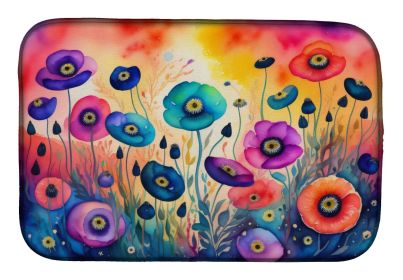 Anemones in Color Dish Drying Mat Absorbent Dish Drying Mat Pad for Kitchen Counter Dish Drainer Mat for Countertop, 14 x 21", Multicolor