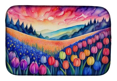 Hyacinths in Color Dish Drying Mat Absorbent Dish Drying Mat Pad for Kitchen Counter Dish Drainer Mat for Countertop, 14 x 21", Multicolor