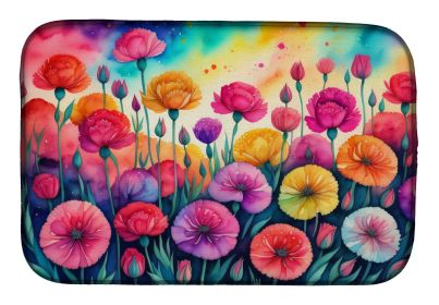 Carnations in Color Dish Drying Mat Absorbent Dish Drying Mat Pad for Kitchen Counter Dish Drainer Mat for Countertop, 14 x 21", Multicolor