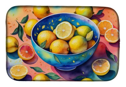 Colorful Lemons Dish Drying Mat Absorbent Dish Drying Mat Pad for Kitchen Counter Dish Drainer Mat for Countertop, 14 x 21", Multicolor