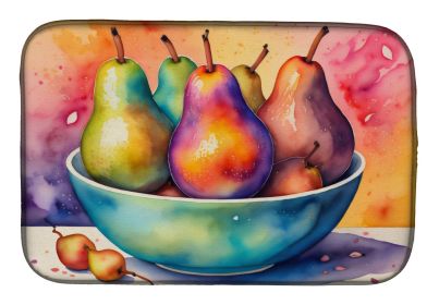 Colorful Pears Dish Drying Mat Absorbent Dish Drying Mat Pad for Kitchen Counter Dish Drainer Mat for Countertop, 14 x 21", Multicolor