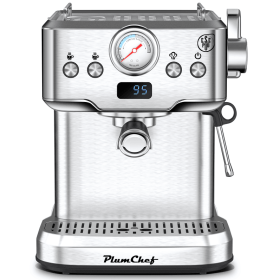 1350W Semi-automatic Coffee Machine 20Bar Professional Concentrated Coffee Maker with Milk Foamer, Single Shot and Double Shot