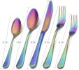Rainbow Silverware Set, 5-Piece Stainless Steel Flatware Set with Round Edge,Kitchen Utensil Set Service for 1,Dishwasher Safe (Multicolor)