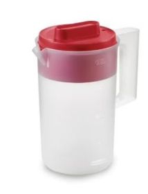 Rubbermaid Plastic Pitcher, Clear/Red, 2 Quart