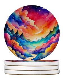 Colorful Amaranths Large Sandstone Coasters Pack of 4 Absorbent Round Coasters Decor Gifts for Men or Women, 4 in, Multicolor