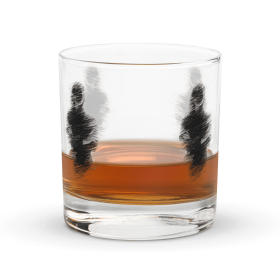 Artistic Whiskey Rocks Glass - Shadowed Figure Design by HadiArts | 10.5 oz for Whiskey & Cocktail Lovers