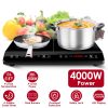 4000W Induction Cooktop Portable Double Induction Cooker Electric Dual Burner Stove Countertop Hot Plate with 9 Power 9 Temperature 0-3H Timer GPCT539
