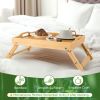 Folding Bamboo Bed Tray Table with Handles, Breakfast Food Serving Tray for Bed, Sofa, Eating, Drawing or Desk