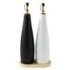 Thyme & Table Ceramic Oil and Vinegar Cruet Set with Bamboo Base, Black