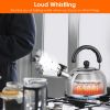 2.1 Quarts Stainless Steel Whistling Tea Kettle Stovetop Induction Gas Teapot with Insulated Handle Camping Kitchen Office