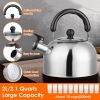 2.1 Quarts Stainless Steel Whistling Tea Kettle Stovetop Induction Gas Teapot with Insulated Handle Camping Kitchen Office