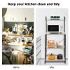 FCH Upgrade Multiuse 4-Tier Metal Kitchen Bakers Rack, Artisasset Microwave Storage Rack Oven Stand with Wine Storage Organizer Workstation RT