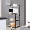 FCH Upgrade Multiuse 4-Tier Metal Kitchen Bakers Rack, Artisasset Microwave Storage Rack Oven Stand with Wine Storage Organizer Workstation RT