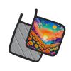 Colorful Marigolds Pair of Pot Holders Kitchen Heat Resistant Pot Holders Sets Oven Hot Pads for Cooking Baking BBQ, 7 1/2 x 7 1/2