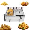 [Replace the old encoding 30593745]EH102V 16.9QT / 16L Total Capacity 24.9QT/23.6L Stainless Steel Faucet Double Tank Deep Fryer 3400W MAX (8L 8L Big