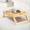 Folding Bamboo Bed Tray Table with Handles, Breakfast Food Serving Tray for Bed, Sofa, Eating, Drawing or Desk