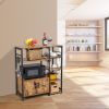 Multiuse 5-Tier Metal Kitchen Bakers Rack, Microwave Storage Rack Oven Stand with Wine Storage Organizer Workstation