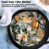 Pre-Seasoned Cast Iron Skillet Oven Safe Cookware Heat-Resistant Holder 12 inch Large Frying Pan