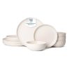 12-Piece Stoneware Dinner Plates Bowls Sets | Microwave & Dishwasher Safe | Non-Toxic Dinner Plates Bowls Set | Stackable Matte Glaze Kitchenware for